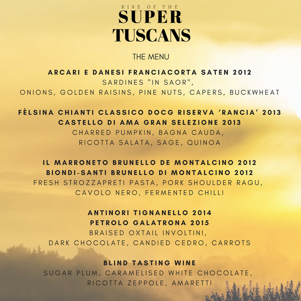 Sydney wine tasting, Elvino wine tasting, Italian wine tasting, Super Tuscan, Chianti, Tuscany, Brunello di Montalcino, Biondi Santi, Tignanello, Galatrona, Chianti Classico, Russo and Russo, Enmore